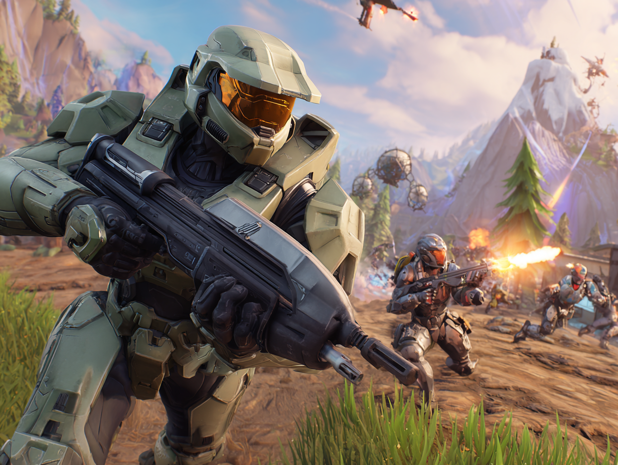 Halo lands in Fortnite. Guns fire. Battles begin.